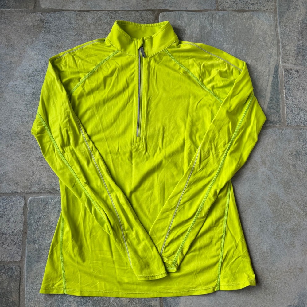 Callaway Opti-Dri Neon Yellow Quarter Zip Pullover S Long Sleeve Golf Top
